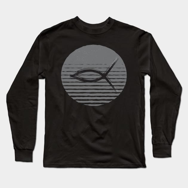 Ichthys Fish Christianity Long Sleeve T-Shirt by thefriendlyone